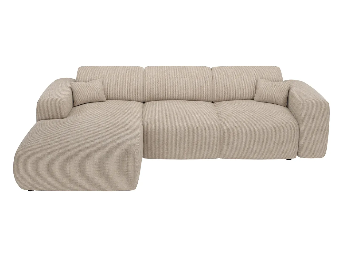 Gran sofá rinconera izquierda convertible de pana beige POGNI de Maison Céphy