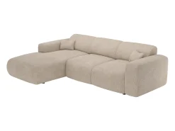 Gran sofá rinconera izquierda convertible de pana beige POGNI de Maison Céphy