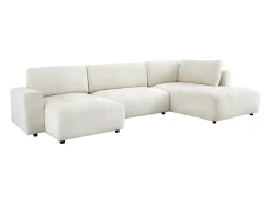 Gran sofá rinconera panorámico derecho en chenilla beige CELARO