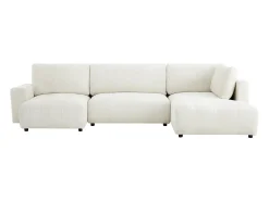 Gran sofá rinconera panorámico derecho en chenilla beige CELARO