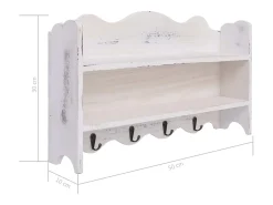 Gryfel Perchero de pared de madera blanco 50x10x30 cm
