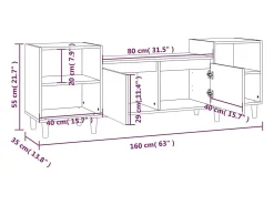 Grylis Mueble para TV madera contrachapada blanco 160x35x55 cm