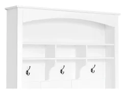 Guardarropa blanco con banco, zapatero, 3 ganchos y almacenaje abierto 120x40x190 cm