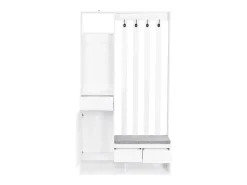 Guardarropa con 3 cajones, 1 puerta y zapatero - 100 x 35 x 180 cm - MDF - Blanco