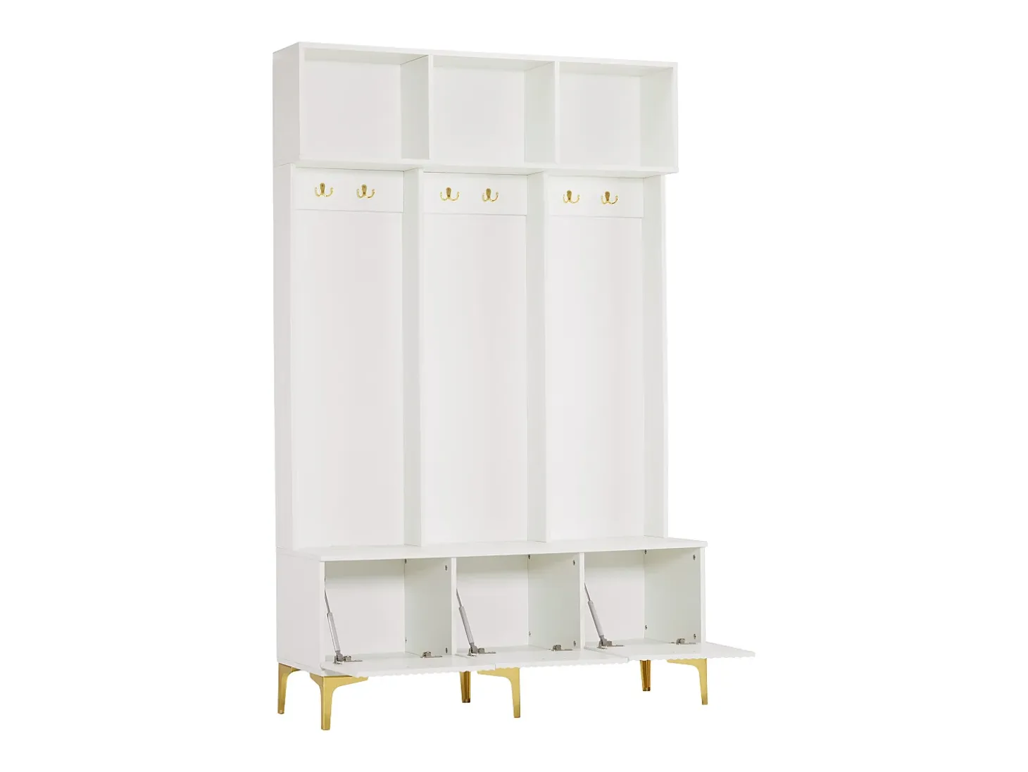 Guardarropa con banco, 3 puertas y perchero - 120 x 23,5 x 191,5 - Tablero de partículas - Color blanco