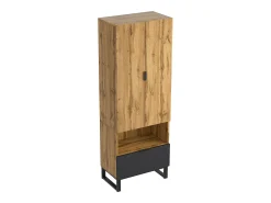 Guardarropa con cajón y compartimento - con barra para ropa - Natural