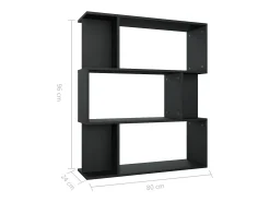 Gyran Estantería/divisor madera contrachapada negro 80x24x96 cm