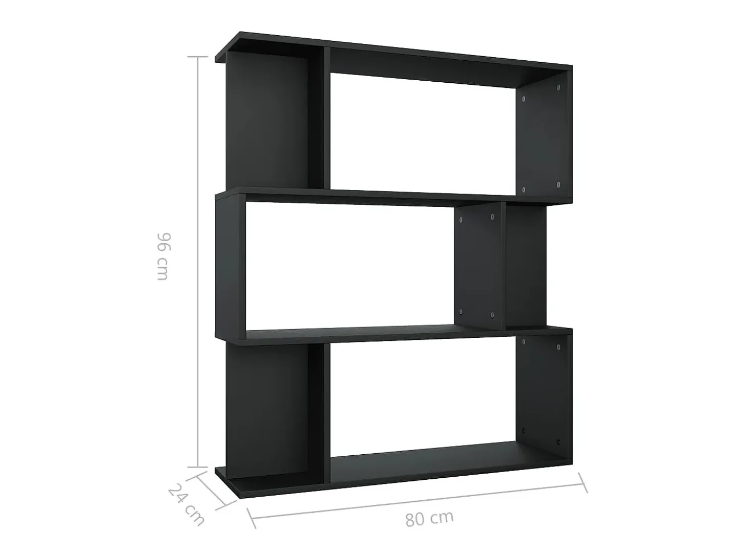 Gyran Estantería/divisor madera contrachapada negro 80x24x96 cm