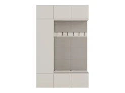 HAGA - Conjunto de entrada con 1 armario + 2 percheros de 6 ganchos + banco 150x35x238 cm - beige cachemira