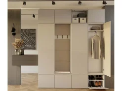 HAGA - Conjunto de entrada con 3 armarios + perchero + banco 200 x 35 x 238 cm - beige cachemira