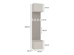 HAGA - Perchero con 3 ganchos - Guardarropa de entrada con asiento 238 x 50 x 35 cm - Beige cachemira
