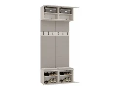 HAGA - Perchero de 6 ganchos - Vestíbulo con asiento 238x100x35 cm - Beige cachemira