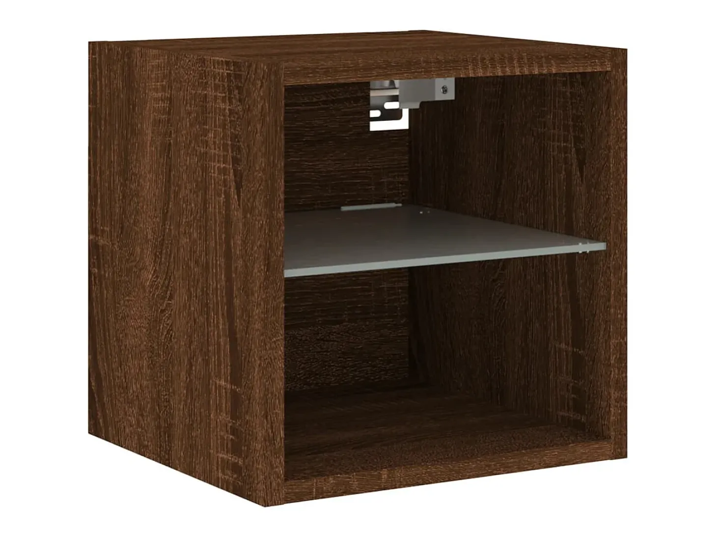 Hans Mueble de TV de pared con luces LED roble marrón 30x28,5x30 cm