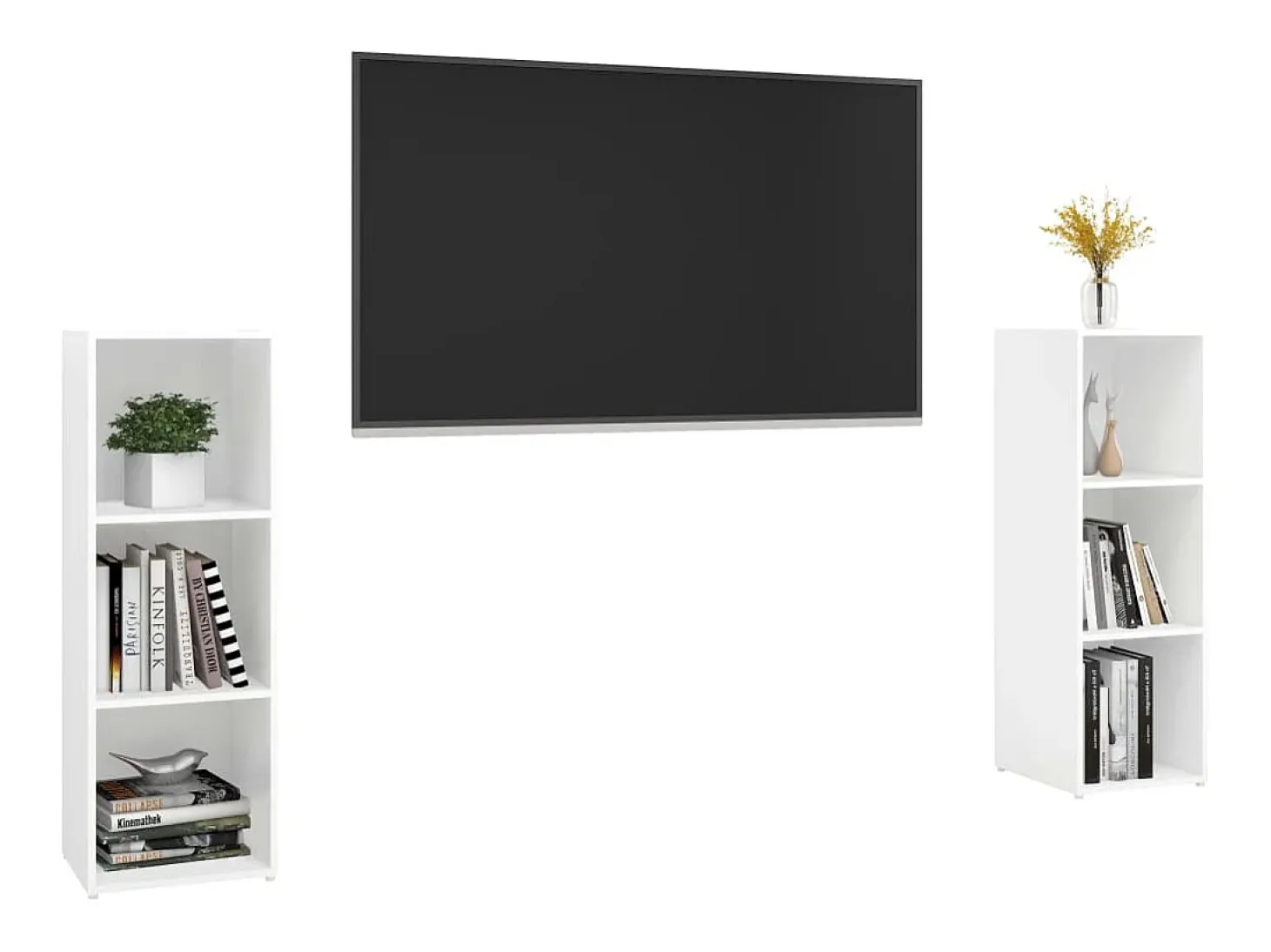 Helene Muebles de salón 2 piezas madera ingeniería blanco 107x35x37 cm