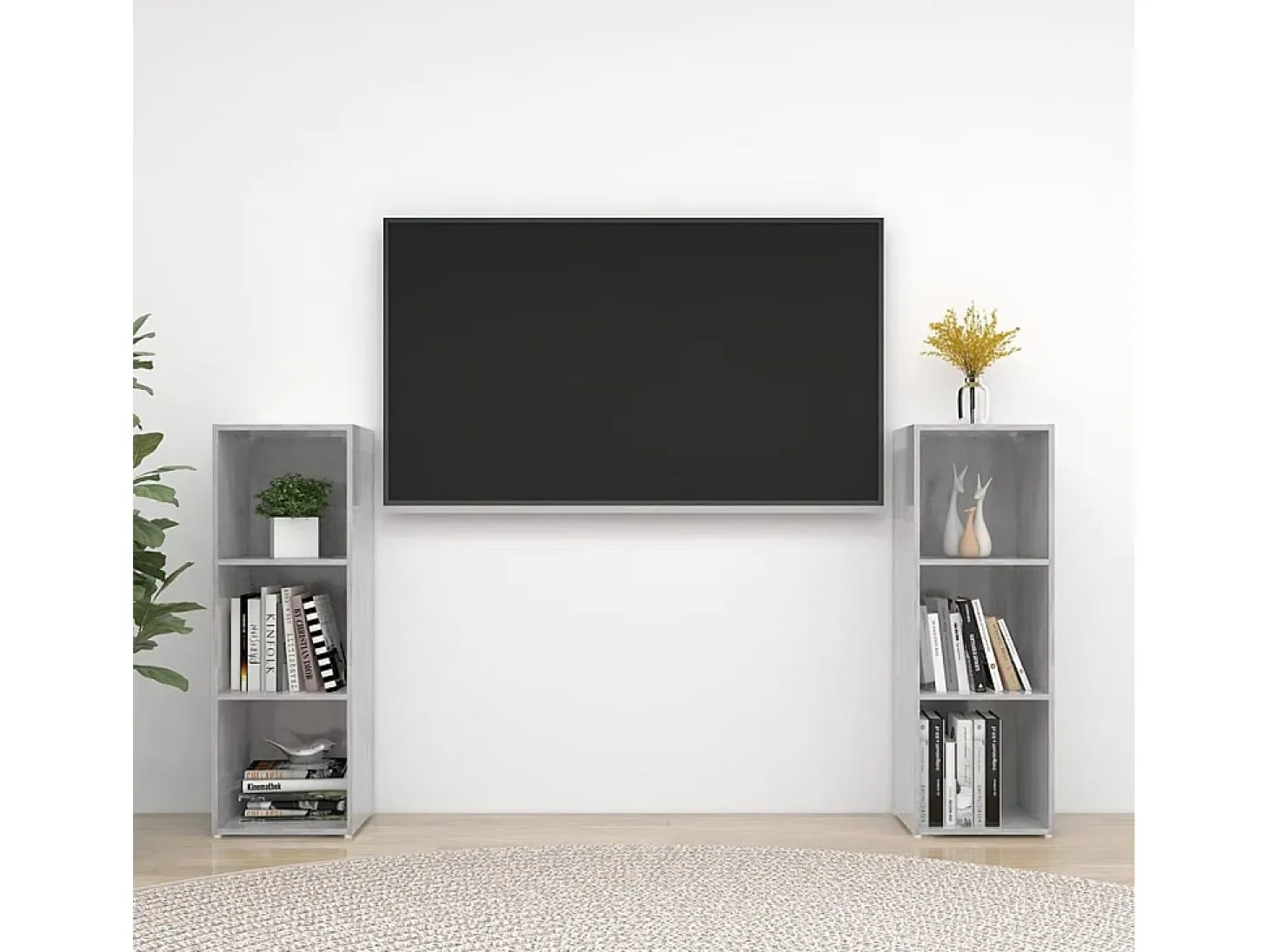 Helene Muebles de salón 2 piezas madera ingeniería gris hormigón