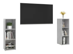 Helene Muebles de salón 2 piezas madera ingeniería gris hormigón
