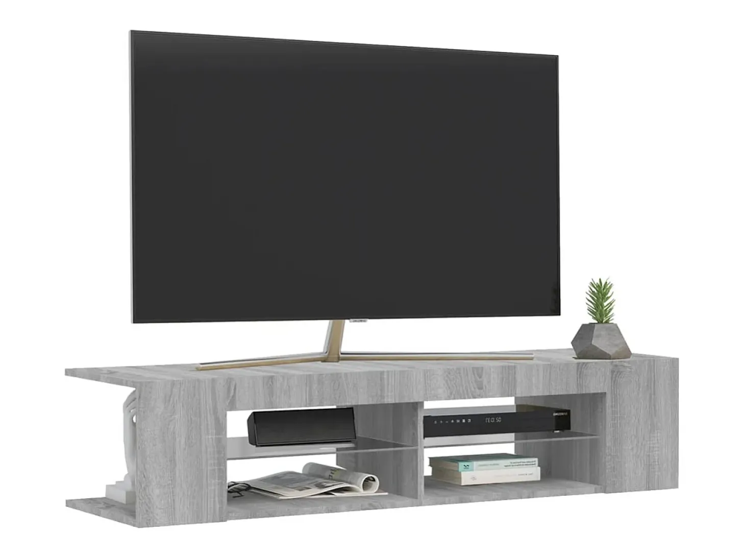 Henryetta Mueble de TV con luces LED gris Sonoma 135x39x30 cm