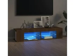 Henryetta Mueble de TV con luces LED marrón roble 135x39x30 cm