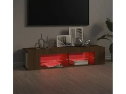 Henryetta Mueble de TV con luces LED marrón roble 135x39x30 cm