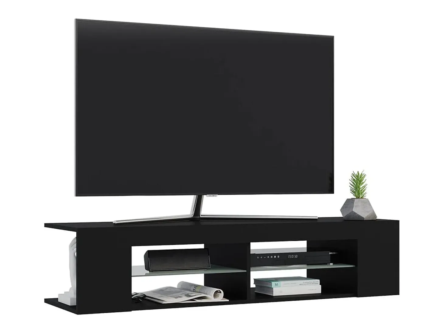 Henryetta Mueble de TV con luces LED negro 135x39x30 cm