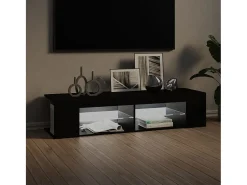 Henryetta Mueble de TV con luces LED negro 135x39x30 cm