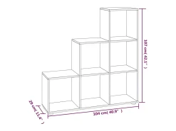 Hilde Estantería forma de escalera madera contrachapada roble marrón
