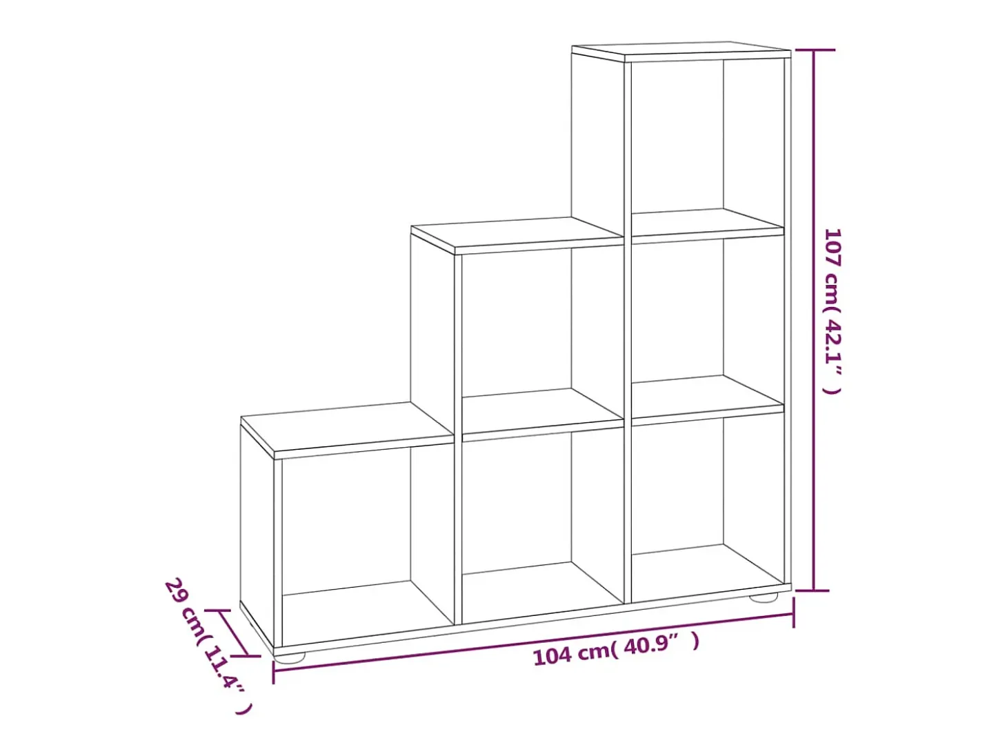 Hilde Estantería forma de escalera madera contrachapada roble marrón
