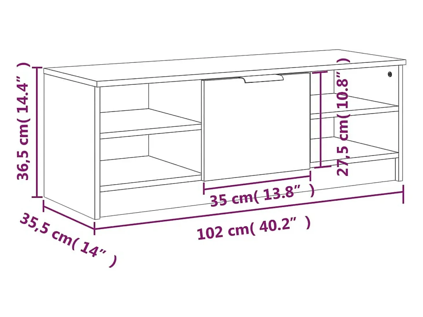 Hilrik Mueble de TV madera contrachapada gris hormigón 102x35,5x36,5cm
