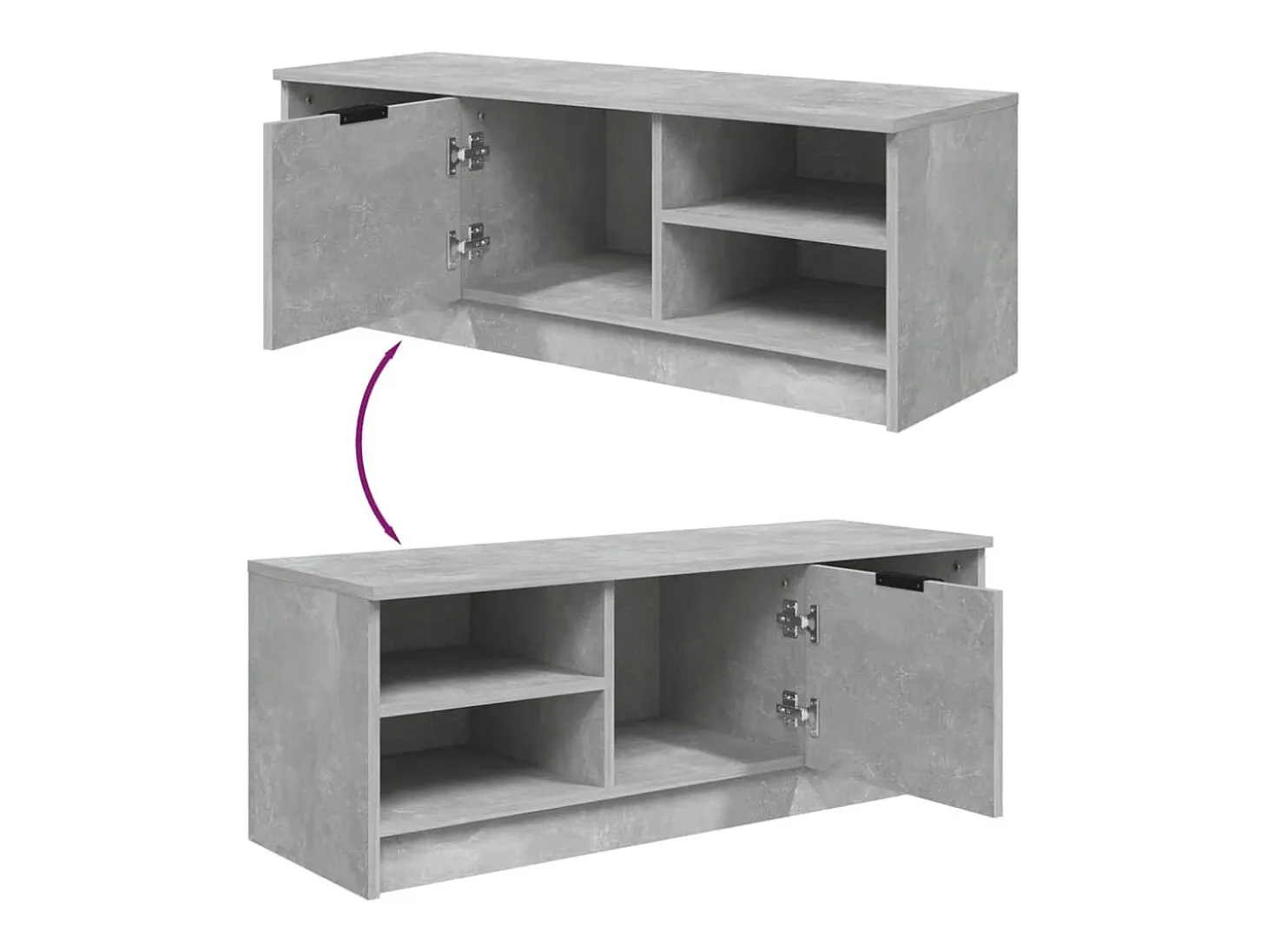 Hilrik Mueble de TV madera contrachapada gris hormigón 102x35,5x36,5cm