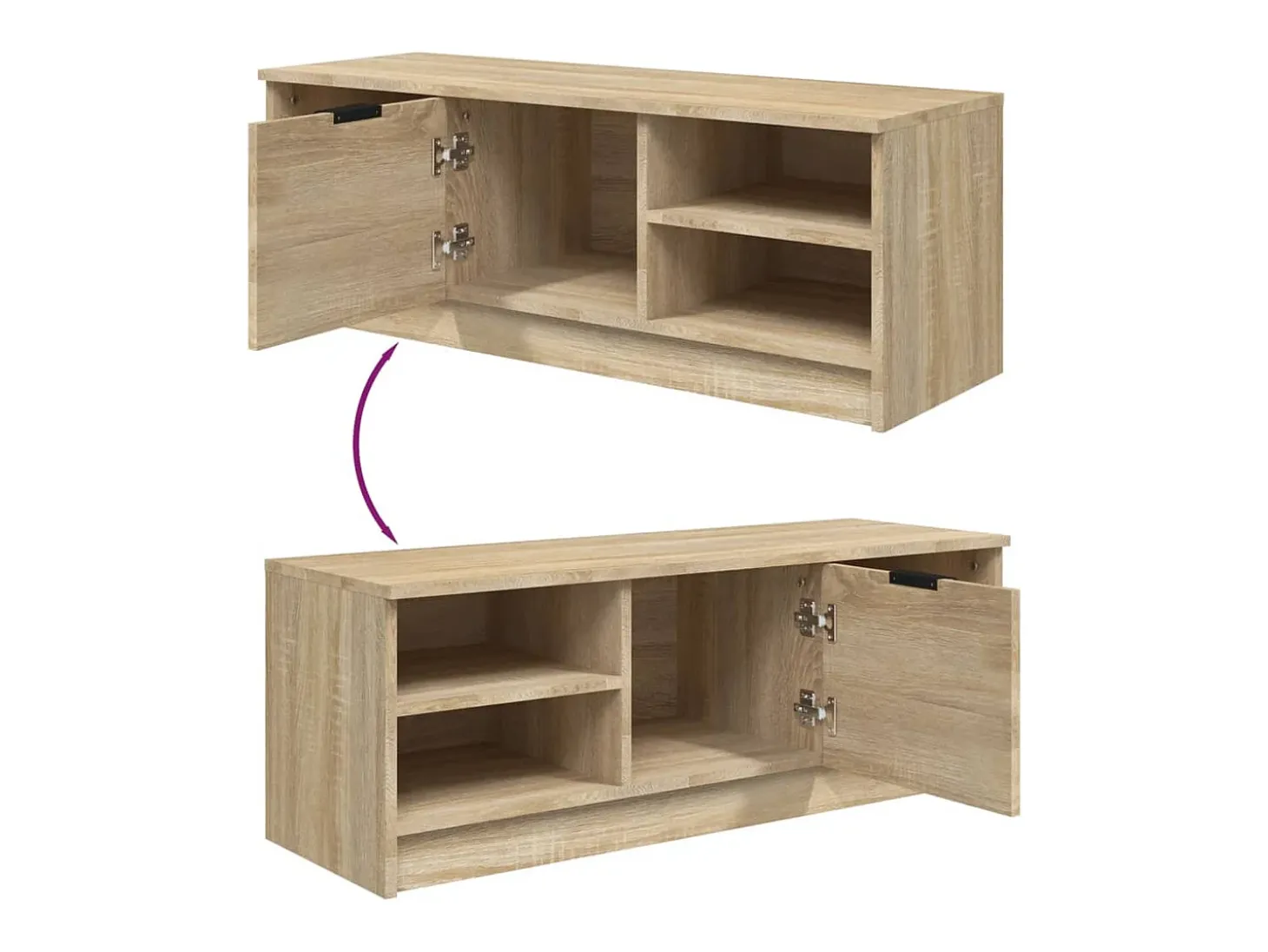 Hilrik Mueble de TV madera contrachapada color roble 102x35,5x36,5 cm