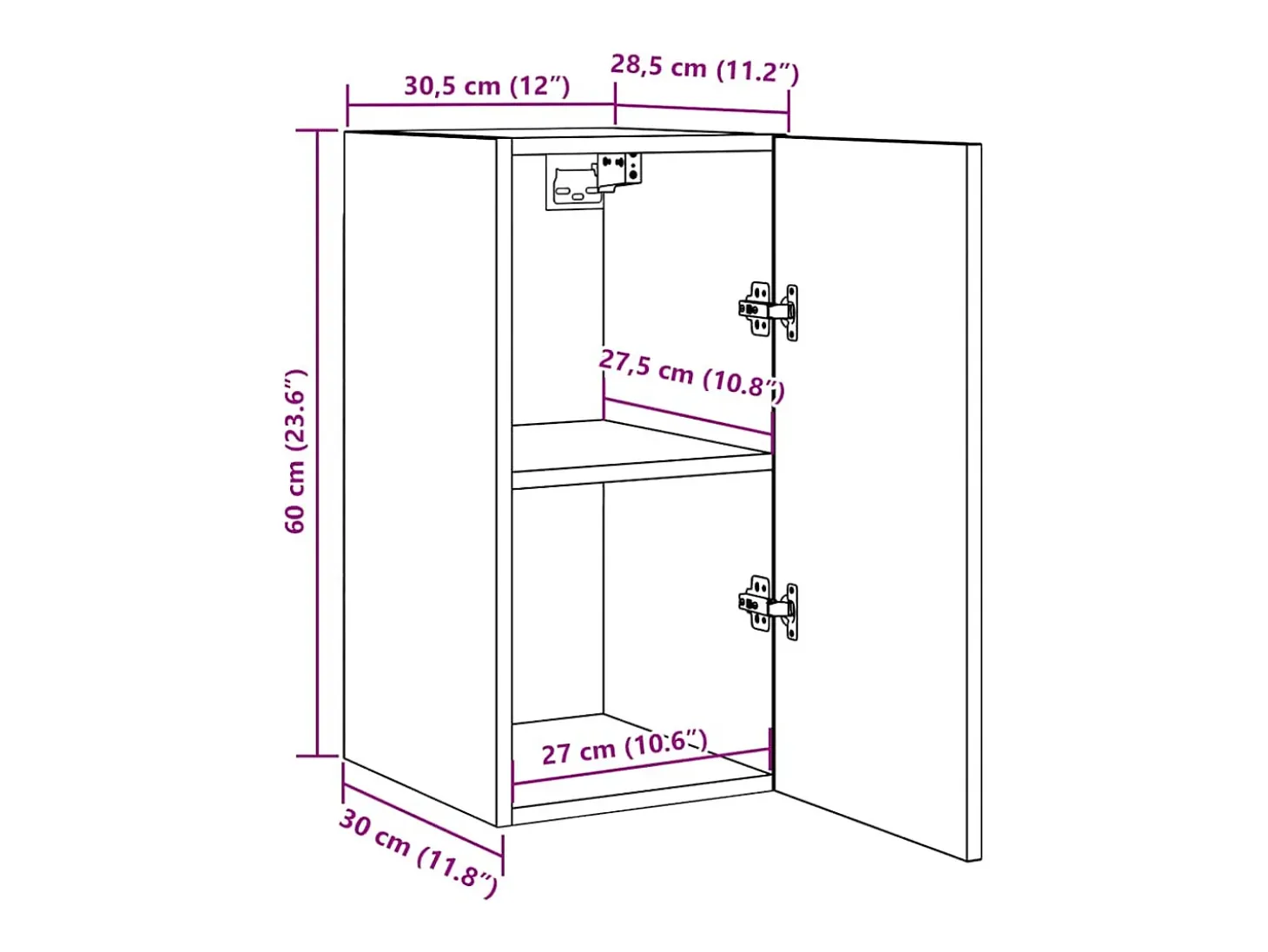 Hoeselt Mueble para TV madera contrachapada roble ahumado 30,5x30x60 cm