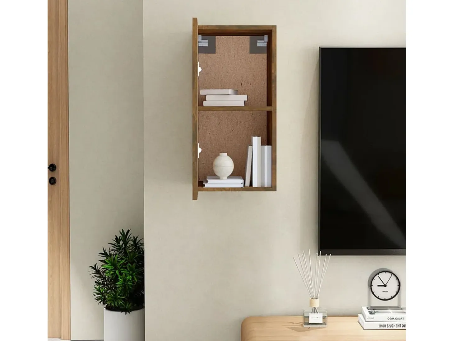 Hoeselt Mueble para TV madera contrachapada roble ahumado 30,5x30x60 cm