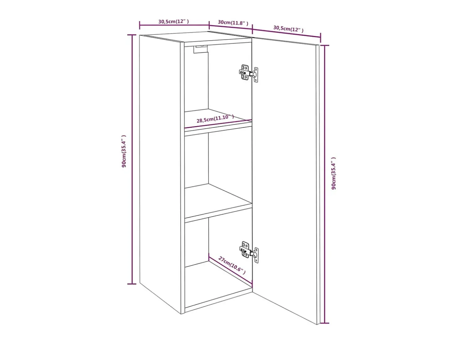 Hoeselt Mueble para TV madera de ingeniería roble ahumado 30,5x30x90 cm
