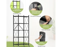 HomeMiYN Juego de 2 Estanterías Plegables de Almacenamiento, 4 a 5 Niveles - Estanterías Multifuncionales con Ruedas, 71x34x159 cm, Negro