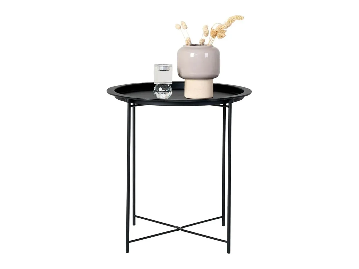House Nordic Mesa auxiliar redonda Anne negra 47 cm