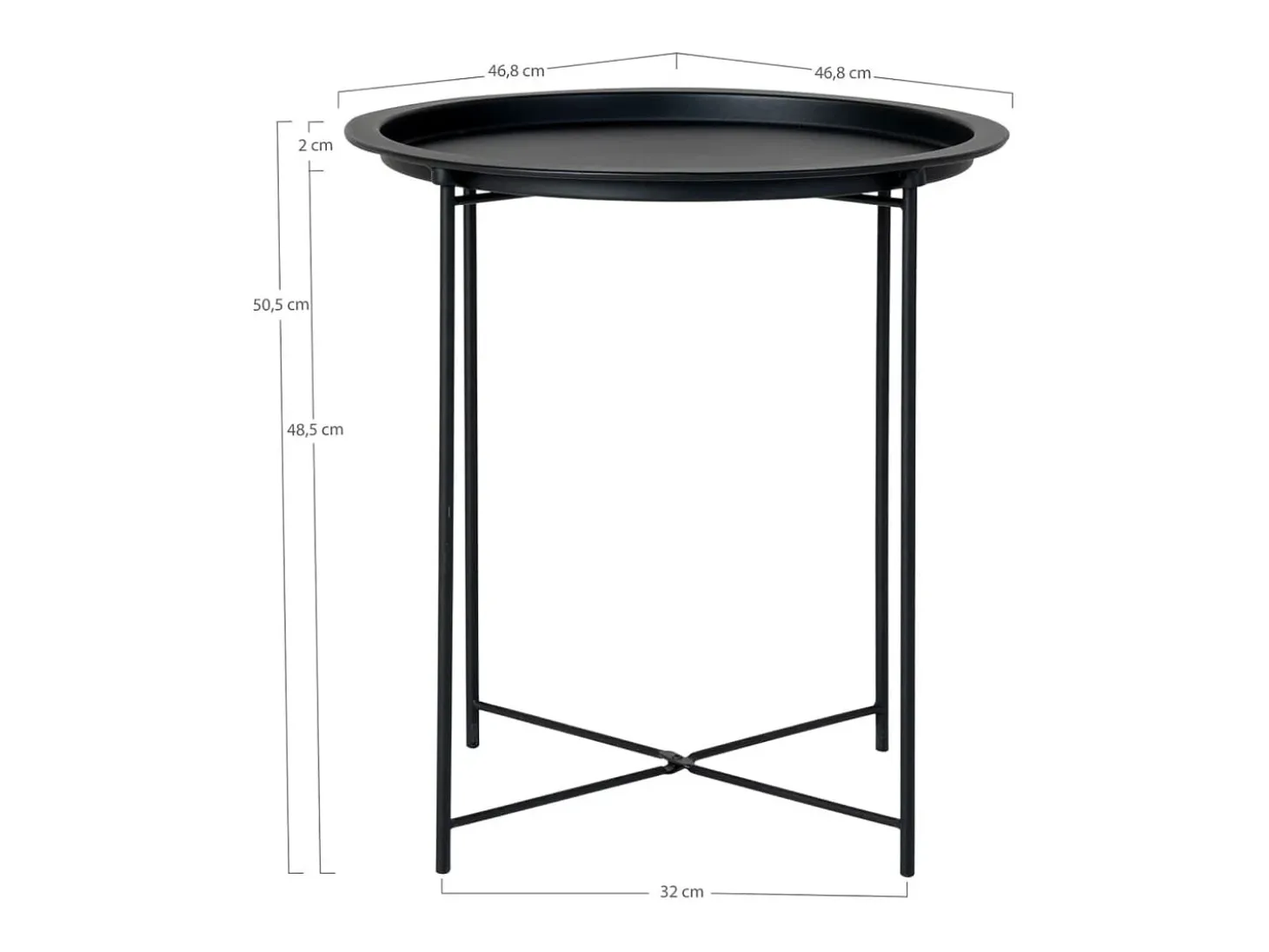 House Nordic Mesa auxiliar redonda Anne negra 47 cm