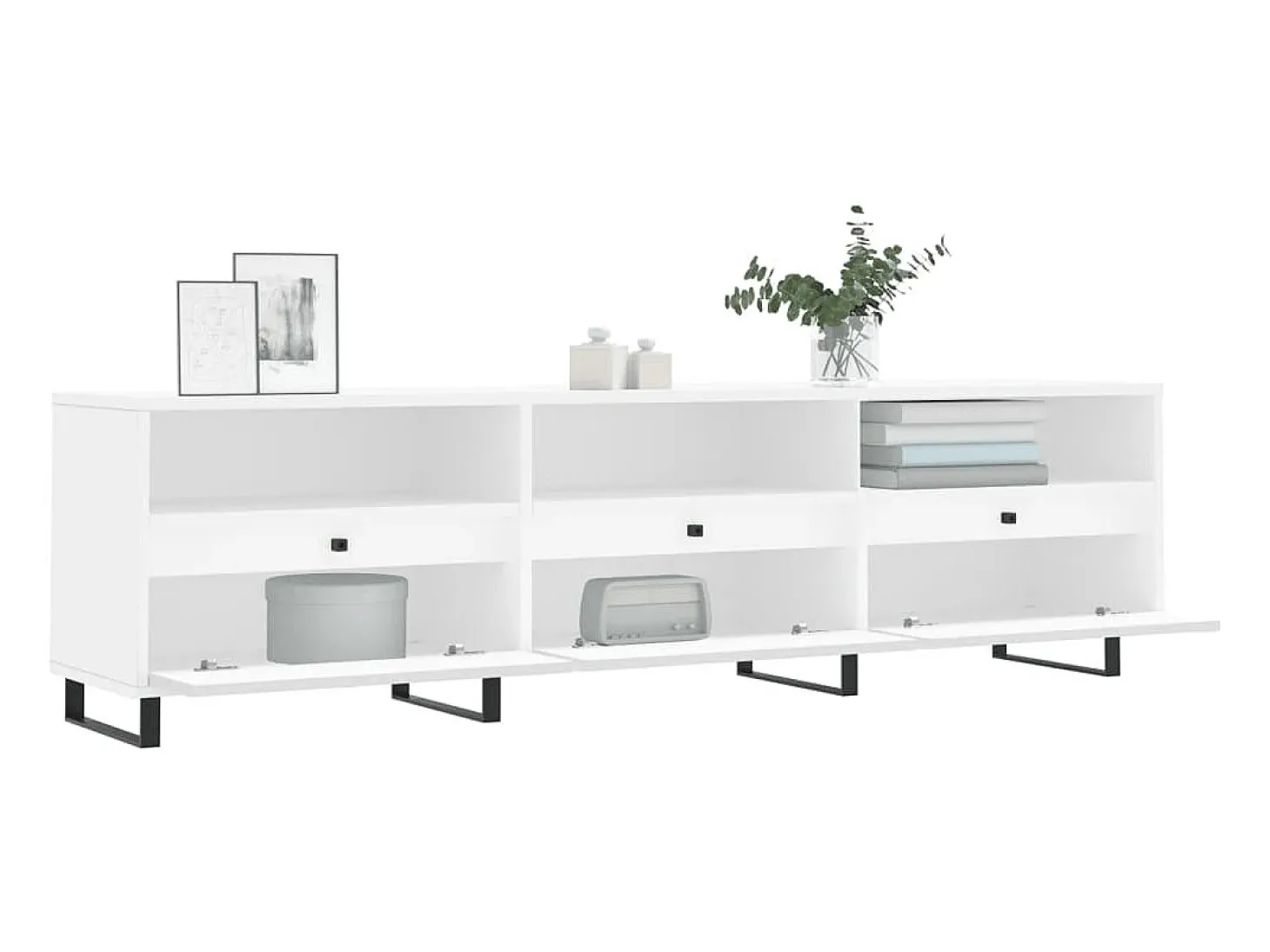 Hørning Mueble de TV madera contrachapada blanco 150x30x44,5 cm