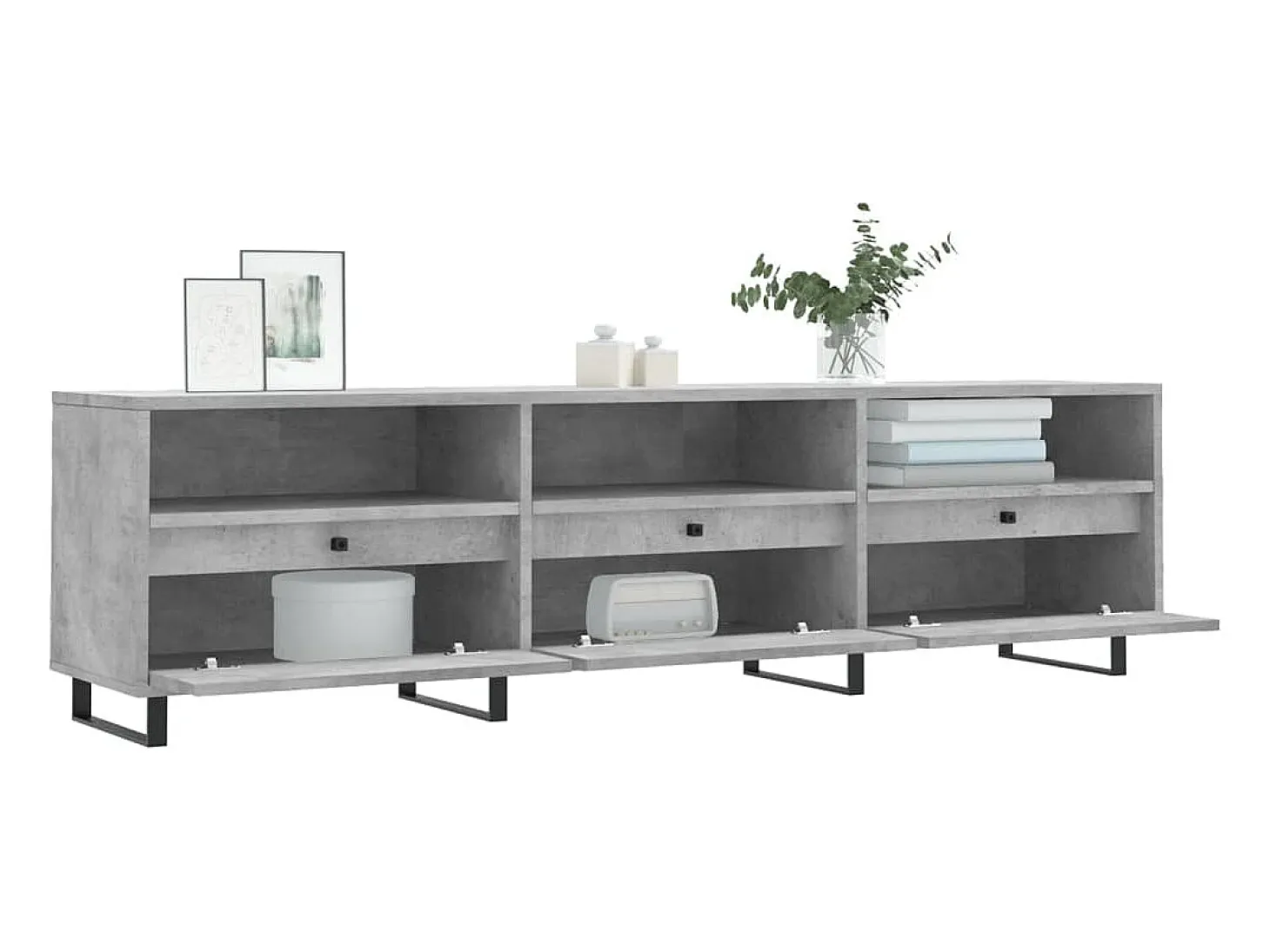 Hørning Mueble de TV madera contrachapada gris hormigón 150x30x44,5 cm