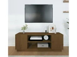 Hylindra Mueble de TV madera maciza de pino marrón miel 110x35x40,5 cm