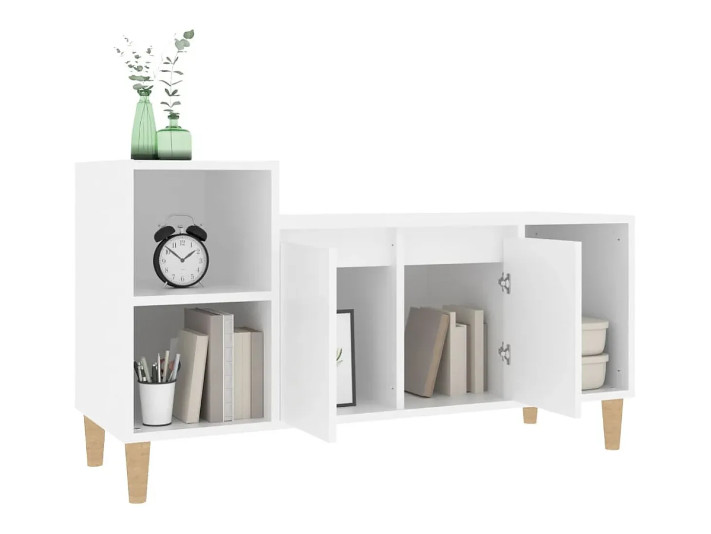 Ibtihal Mueble para TV madera contrachapada blanco 100x35x55 cm