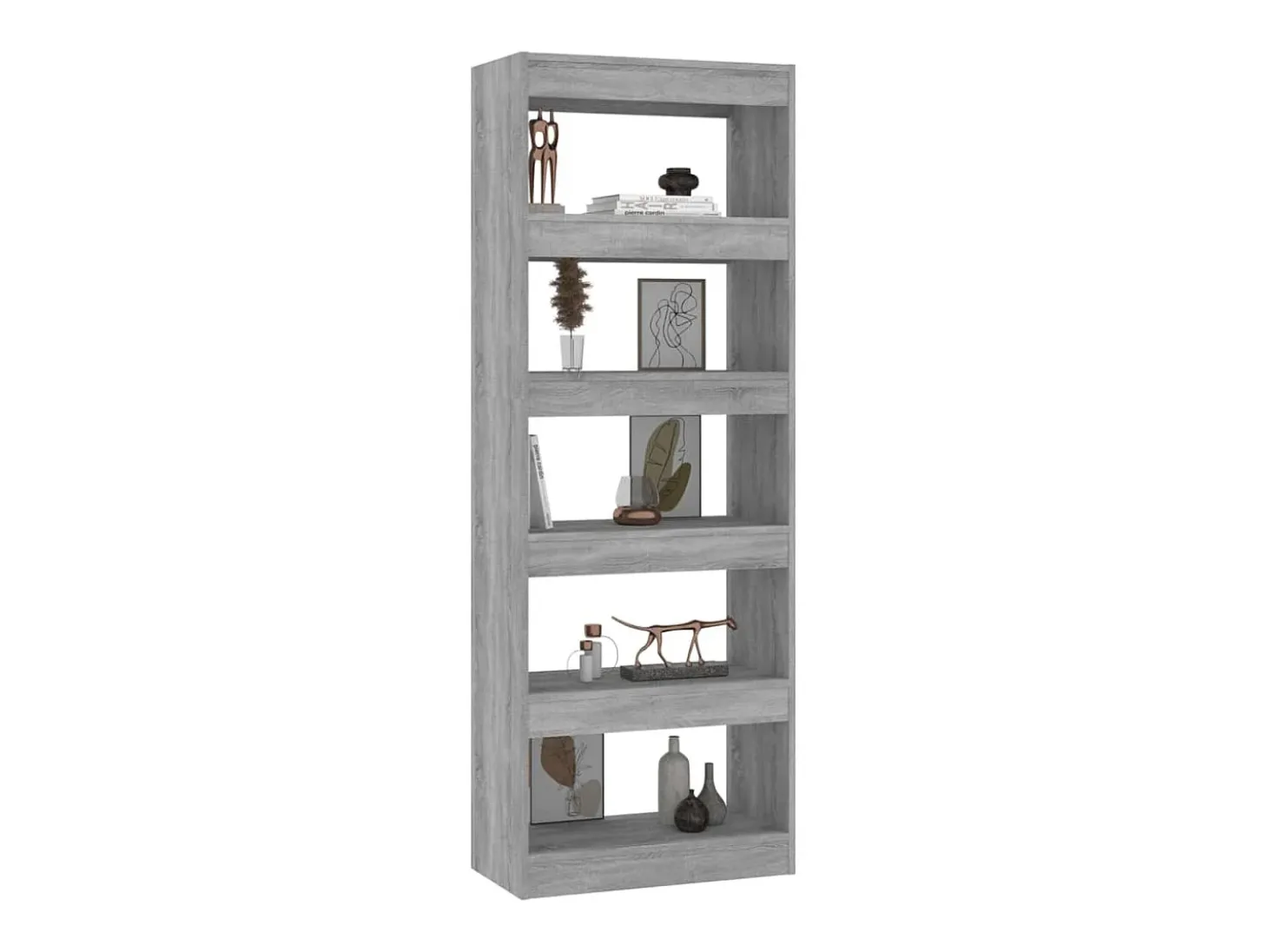 Ikram Estantería/divisor madera ingeniería gris hormigón 60x30x166 cm