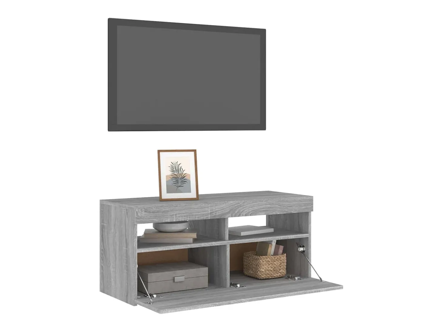 Ilion Mueble de TV con luces LED gris Sonoma 90x35x40 cm