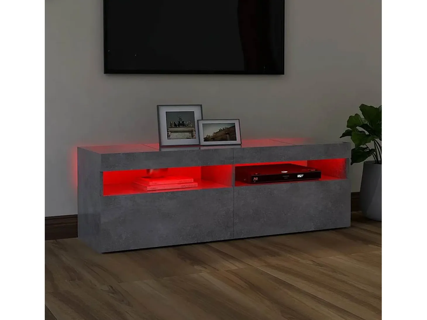 Ilion Mueble de TV con luces LED gris hormigón 120x35x40 cm