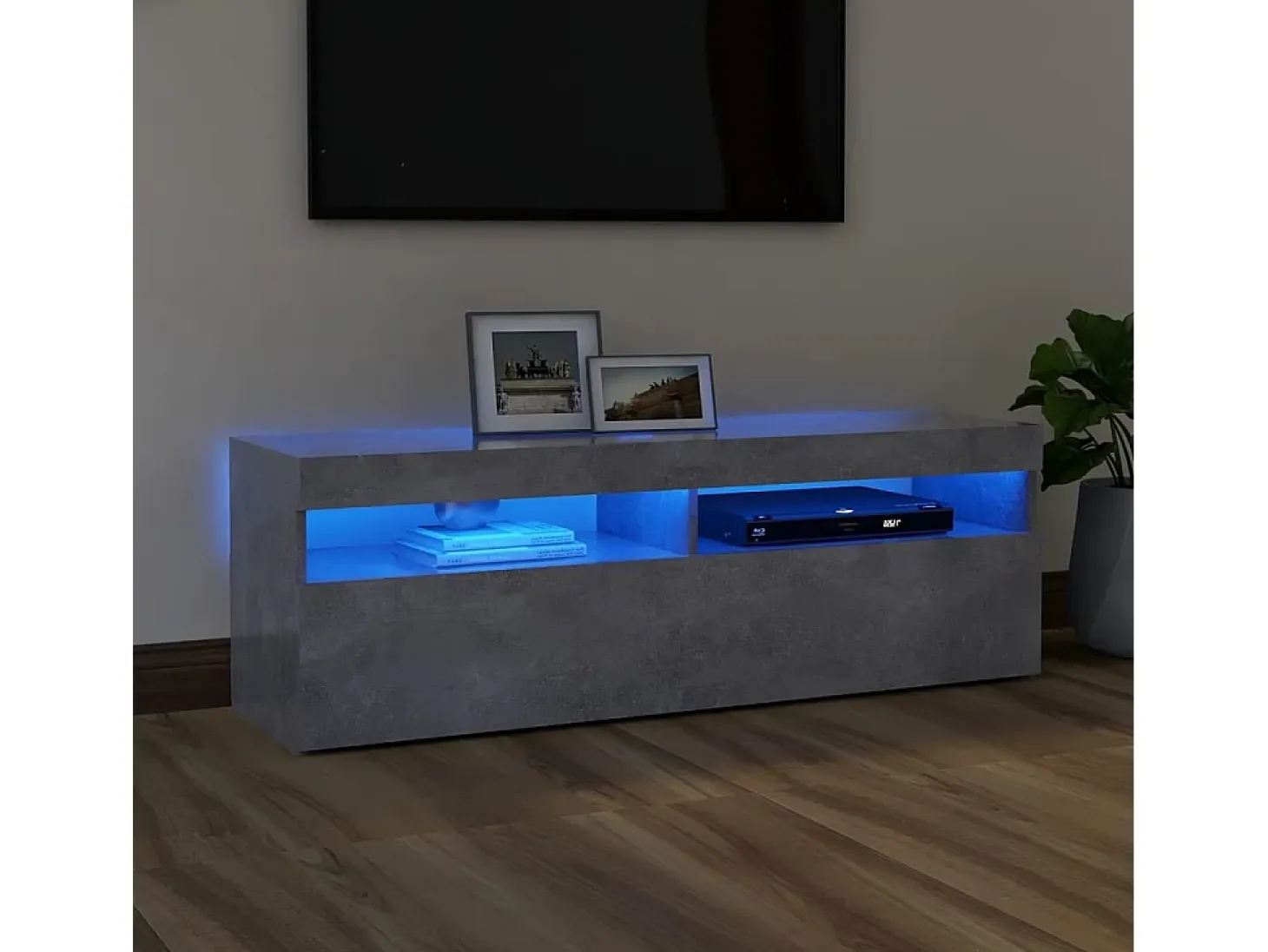 Ilion Mueble de TV con luces LED gris hormigón 120x35x40 cm