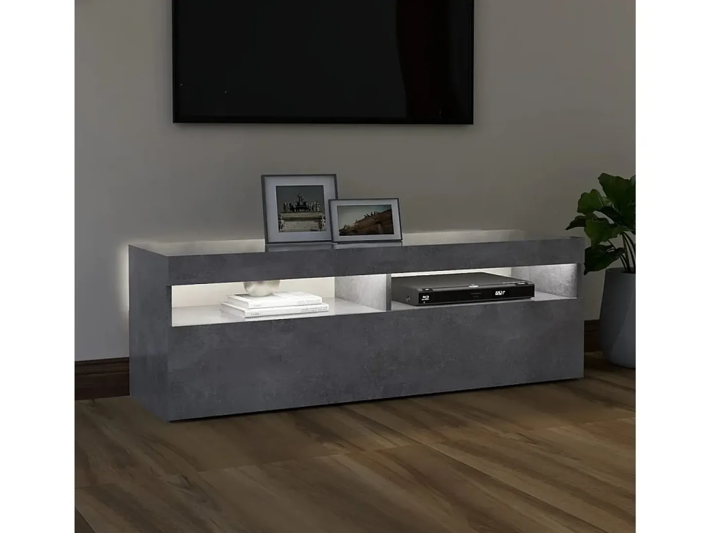 Ilion Mueble de TV con luces LED gris hormigón 120x35x40 cm