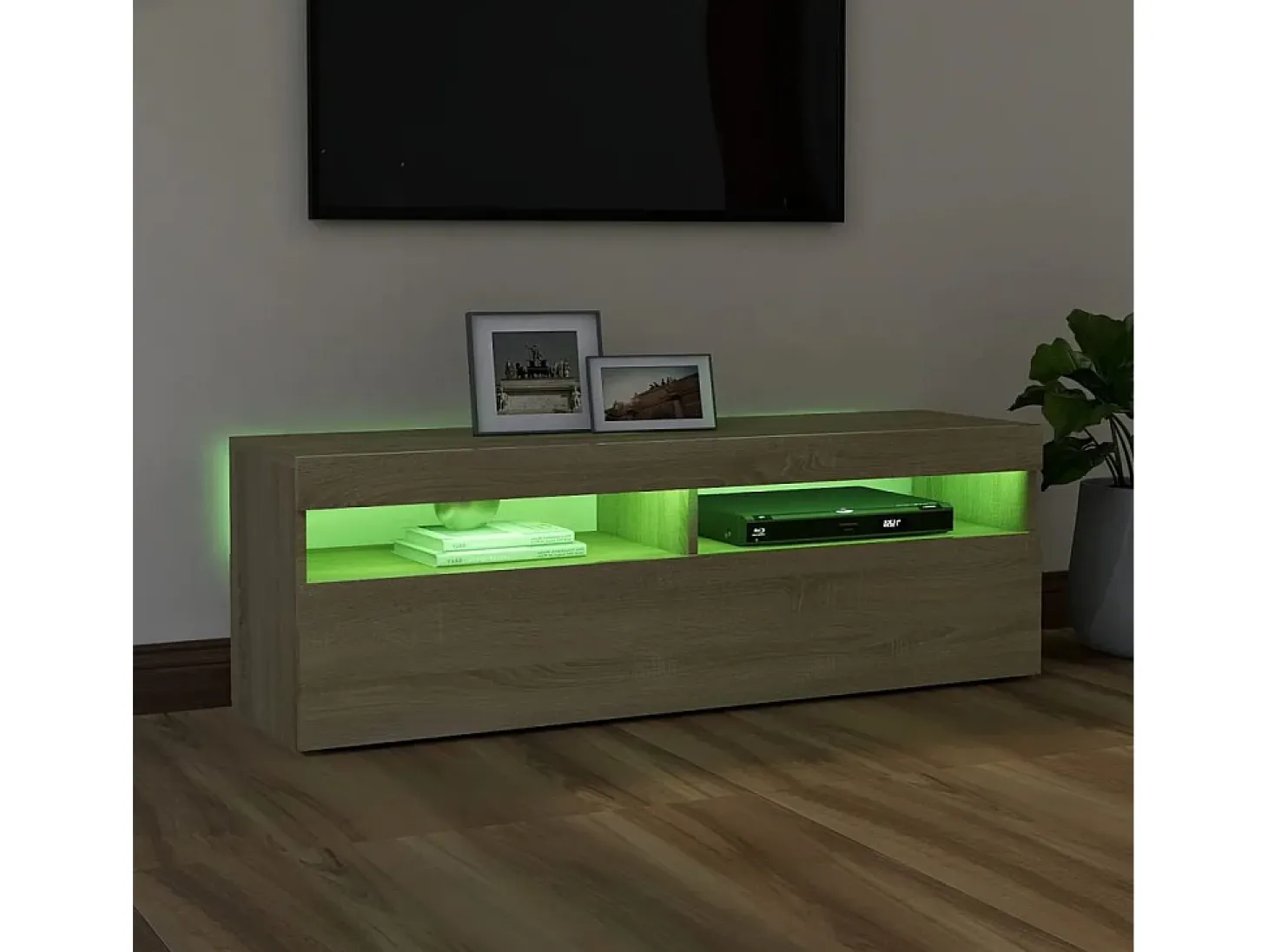 Ilion Mueble de TV con luces LED roble Sonoma 120x35x40 cm