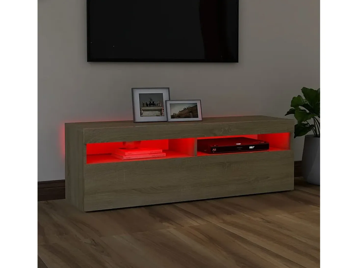 Ilion Mueble de TV con luces LED roble Sonoma 120x35x40 cm