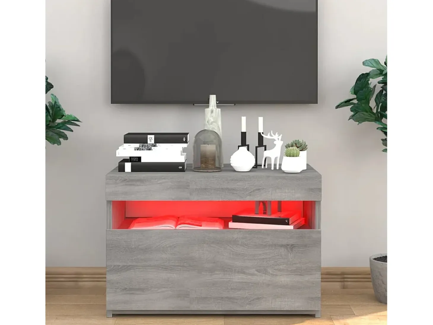 Ilion Mueble de TV con luces LED gris Sonoma 60x35x40 cm