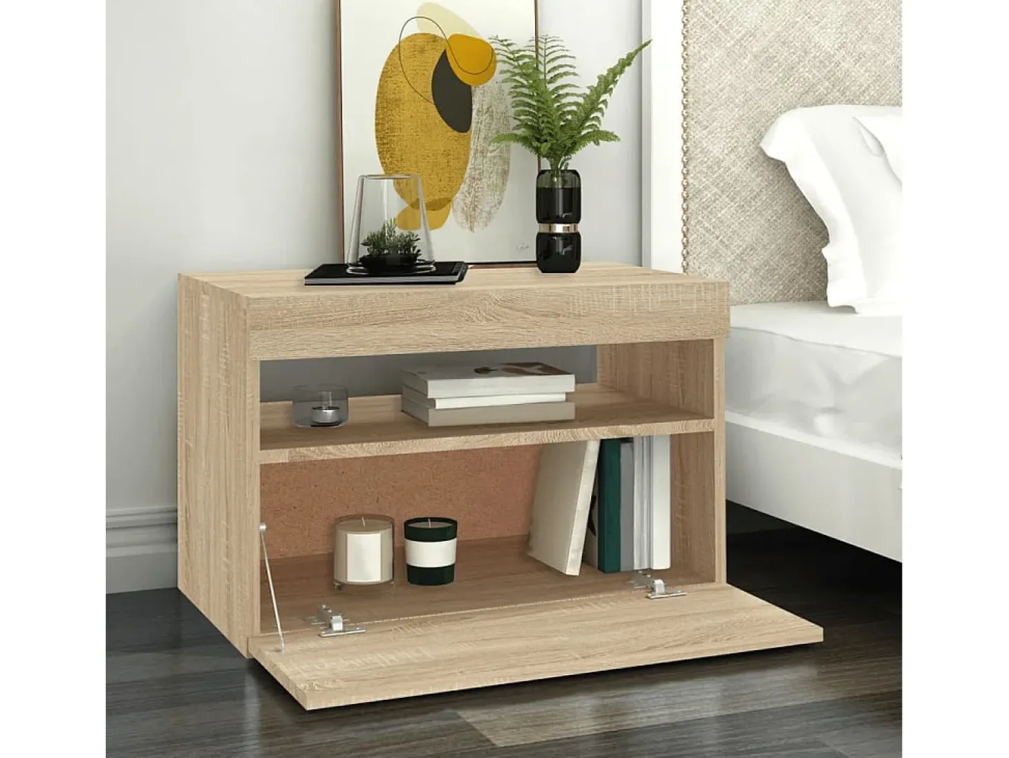 Ilion Mueble de TV con luces LED roble Sonoma 60x35x40 cm