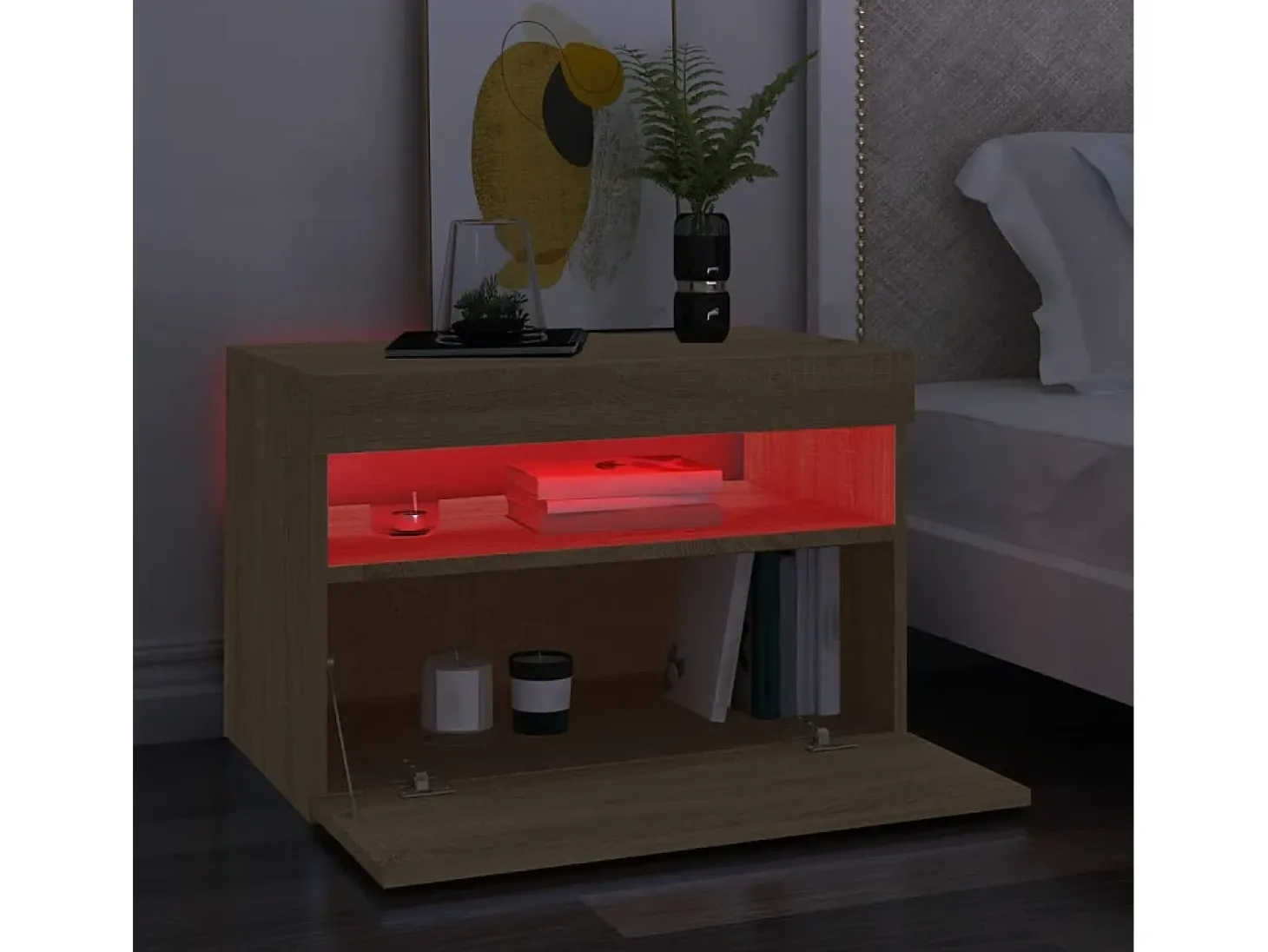 Ilion Mueble de TV con luces LED roble Sonoma 60x35x40 cm